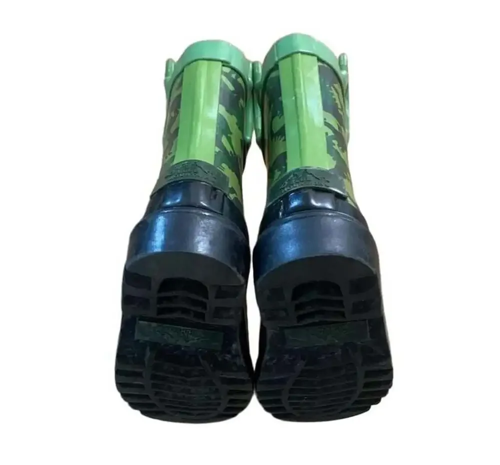 Blue Mountain Kids Rubber Rain Boots Dinosaur Camo Print with Easy-On Handles